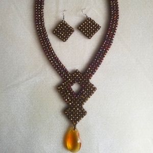 Handmade crystal necklace and earrings